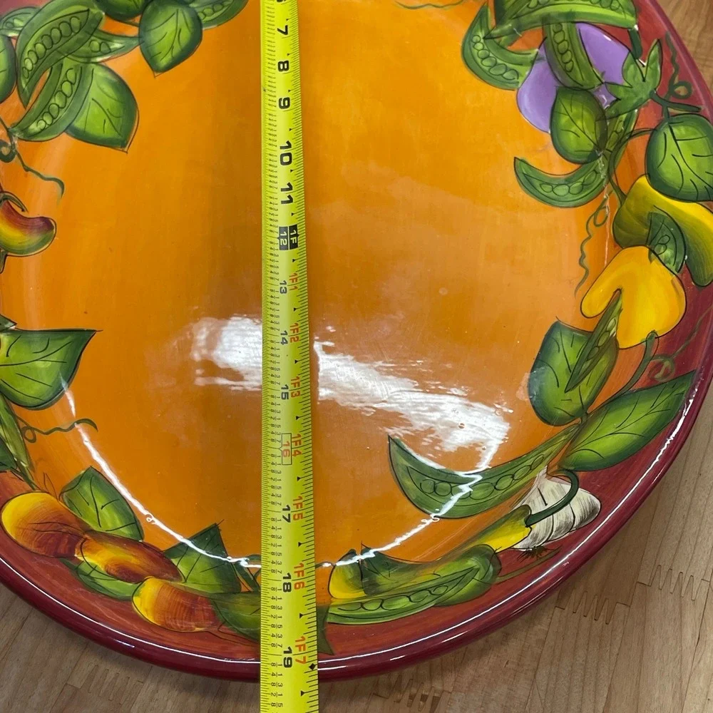 Peas in a Pod By Laurie Gates Ware Oval Serving Platter Red 19 Inches